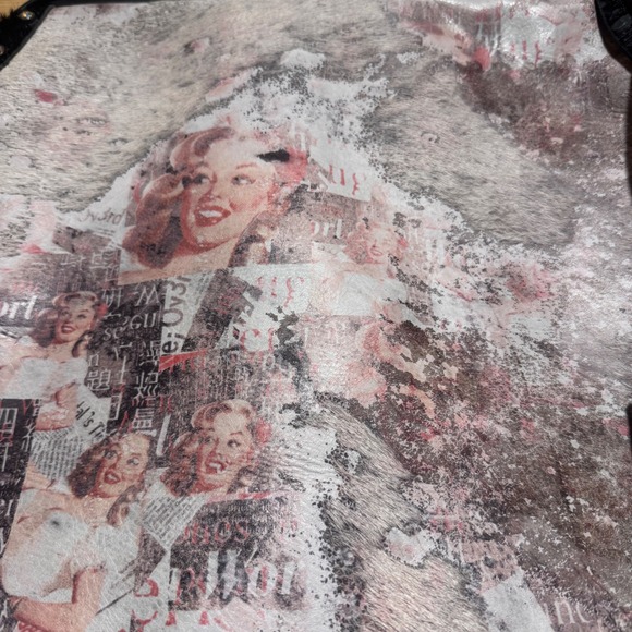 Full Grain Leather Western Artisan Bag Antler Handle Marilyn Monroe Pet Carrier - Picture 2 of 9